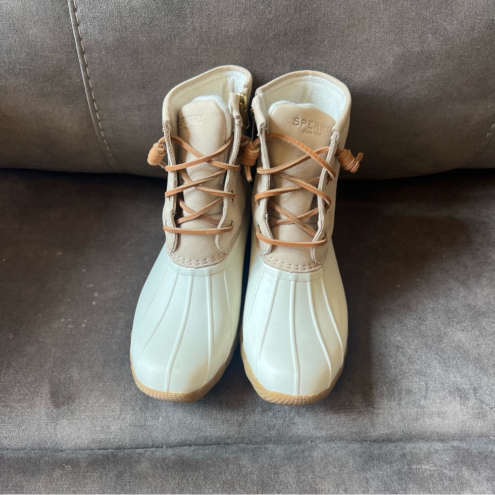 Sperry Saltwater Duck‎ Tan and Cream Boots - Picture 4 of 8